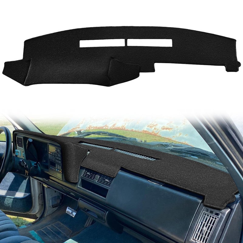 Yiz Dash Cover Mat Fit for Chevy Chevrolet Silverado/GMC Sierra C1500 C2500 C3500 K1500 K2500 K3500 Pickup Truck 1988-1994, 1992-94 GMC Yukon/Chevy Blazer Suburban Dashboard Pad Carpet (88-94, Black) Y25 - Image 1